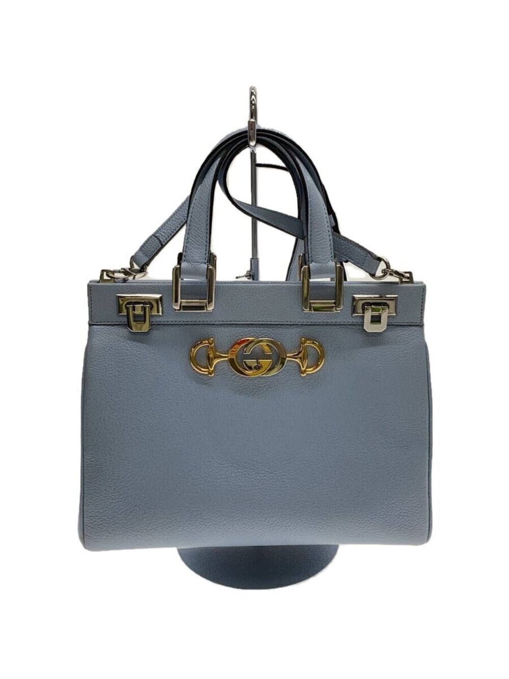 Gucci Horsebit Leather 2Way Tote Bag Blue